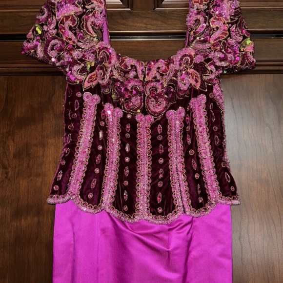 VINTAGE - UNBRANDED Hot Pink Fuchsia Long Dress Evening Gown Size 0-2 - Picture 2 of 11